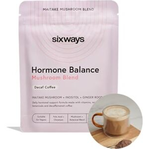 Sixways Hormone Balance, Mushroom Coffee, Decaf Coffee Flavour, Functional Mushroom Powder, Myo-Inositol PCOS Supplement, 30 Servings (150g), Myo-Inositol, PMS Support, Vegan, 200ug Chromium Sixways Hormone Balance, Mushroom Coffee, Decaf Coffee Flavour, Functional Mushroom Powder, Myo-Inositol PCOS Supplement, 30 Servings (150g), Myo-Inositol, PMS Support, Vegan, 200ug Chromium