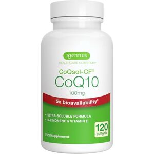 Igennus Healthcare Nutrition Igennus Advanced CoQ10 100mg, 4-Month Supply, 5X Bioavailability CoQsol-CF Boosted with D-Limonene, 120 Servings, Heart & Energy, Ubiquinone Coenzyme Q10 & Vitamin E Antioxidant, Clean Label Igennus Healthcare Nutrition Igennus Advanced CoQ10 100mg, 4-Month Supply, 5X Bioavailability CoQsol-CF Boosted with D-Limonene, 120 Servings, Heart & Energy, Ubiquinone Coenzyme Q10 & Vitamin E Antioxidant, Clean Label