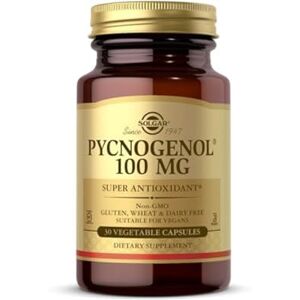 Solgar Pycnogenol 100mg Derived from Pine Bark Works Combined with Vitamins C & E Vegan 30 Vegetable Capsules, Brown Solgar Pycnogenol 100mg Derived from Pine Bark Works Combined with Vitamins C & E Vegan 30 Vegetable Capsules, Brown