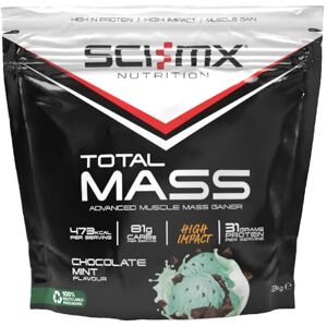 SCI-MX Total Mass Advanced Muscle Mass Gainer Protein Powder Muscle Growth & Weight Gain Chocolate Mint • 32g Protein + 473 Calories per Serving • 2kg SCI-MX Total Mass Advanced Muscle Mass Gainer Protein Powder Muscle Growth & Weight Gain Chocolate Mint • 32g Protein + 473 Calories per Serving • 2kg