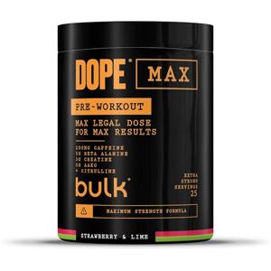 Bulk Dope Max Pre-Workout Powder 563 g 25 Servings High Caffeine 200mg 5g Beta Alanine 3g Creatine AAKG & Citrulline Blend Vitamin B6 Supports Focus, Power Strawberry Lime Bulk Dope Max Pre-Workout Powder 563 g 25 Servings High Caffeine 200mg 5g Beta Alanine 3g Creatine AAKG & Citrulline Blend Vitamin B6 Supports Focus, Power Strawberry Lime