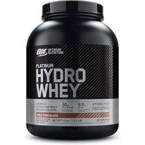 Optimum Nutrition Platinum Hydro Whey, Hydrolysed Whey Protein Isolate Powder with Essential Amino Acids, Glutamine and BCAA, Milk Chocolate Flavour, 40 Servings, 1.6 kg Optimum Nutrition Platinum Hydro Whey, Hydrolysed Whey Protein Isolate Powder with Essential Amino Acids, Glutamine and BCAA, Milk Chocolate Flavour, 40 Servings, 1.6 kg