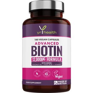 yrhealth Biotin Hair Growth Supplement 12,000mcg, 180 Vegan Capsules not Biotin Tablets for Hair Skin and Nails with Coconut Oil, Vitamin C & Folic Acid, Vitamin B7 for Men and Women Made in UK by yrhealth Biotin Hair Growth Supplement 12,000mcg, 180 Vegan Capsules not Biotin Tablets for Hair Skin and Nails with Coconut Oil, Vitamin C & Folic Acid, Vitamin B7 for Men and Women Made in UK by