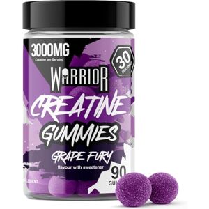 Warrior Creatine Gummies for Men & Women Vegan & Sugar-Free 30 Day Supply Post Workout Chewable Creatine Monohydrate Supplement for Muscle Strength Performance Grape Fury Warrior Creatine Gummies for Men & Women Vegan & Sugar-Free 30 Day Supply Post Workout Chewable Creatine Monohydrate Supplement for Muscle Strength Performance Grape Fury
