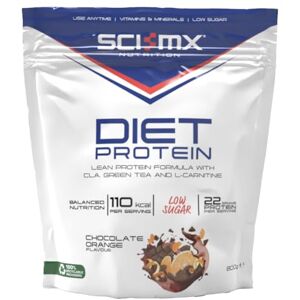 SCI-MX Diet Whey Protein Powde + Vitamins & Green Tea, CLA & L-Carnitine Chocolate Orange • Low Sugar • 22g Protein + 110 Calories per Serving • 800g SCI-MX Diet Whey Protein Powde + Vitamins & Green Tea, CLA & L-Carnitine Chocolate Orange • Low Sugar • 22g Protein + 110 Calories per Serving • 800g