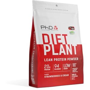 PhD Nutrition Diet Plant, Vegan Protein Powder Plant Based, Strawberries and Cream, High Plant Protein, 19 Servings Per 500g Bag PhD Nutrition Diet Plant, Vegan Protein Powder Plant Based, Strawberries and Cream, High Plant Protein, 19 Servings Per 500g Bag