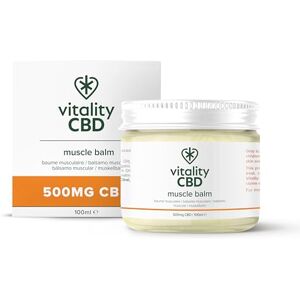 Vitality CBD Muscle Balm, High Strength 500mg of CBD, Natural, 100 ml Improved Formula, NO THC Vitality CBD Muscle Balm, High Strength 500mg of CBD, Natural, 100 ml Improved Formula, NO THC