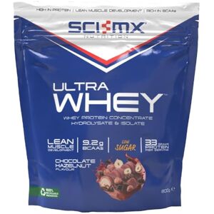 SCI-MX Ultra Whey Protein Muscle Building & Recovery Powder with Naturally Occurring Glutamine & Amino Acids Chocolate Hazelnut Wafer Flavour 800g (18 Servings) SCI-MX Ultra Whey Protein Muscle Building & Recovery Powder with Naturally Occurring Glutamine & Amino Acids Chocolate Hazelnut Wafer Flavour 800g (18 Servings)