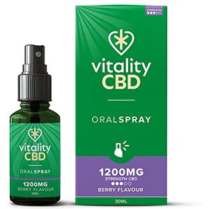 Vitality CBD Oral Spray in MCT Oil, 1200 mg, Berry, 30 ml, NO THC Vitality CBD Oral Spray in MCT Oil, 1200 mg, Berry, 30 ml, NO THC