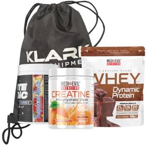 Medi-Evil Nutrition Bundle Whey Protein Powder Chocolate 600g, Creatine Monohydrate Orange 400g, White Magic Pre-Workout Powder Tropical Rush 520g Plus String Bag Medi-Evil Nutrition Bundle Whey Protein Powder Chocolate 600g, Creatine Monohydrate Orange 400g, White Magic Pre-Workout Powder Tropical Rush 520g Plus String Bag