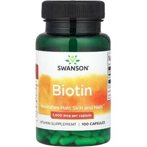 Swansons Swanson Biotin High-Potency Support for Hair, Skin, and Nails 5000mcg Capsules 100 Count Swansons Swanson Biotin High-Potency Support for Hair, Skin, and Nails 5000mcg Capsules 100 Count