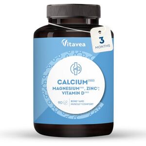 Vitavea Calcium with Magnesium, Zinc & Vitamin D 90 Tablets for 3 Months Bone, Muscle & Immune Support Energy & Metabolism Boost Gluten & Lactose Free High Strength Supplement Vitavea Calcium with Magnesium, Zinc & Vitamin D 90 Tablets for 3 Months Bone, Muscle & Immune Support Energy & Metabolism Boost Gluten & Lactose Free High Strength Supplement