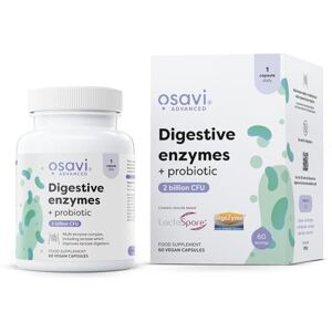 OSAVI Digestive Enzymes + Probiotic – 60 Vegan Capsules DigeZyme® + LactoSpore® 7 Digestive Enzymes with Papain & Bromelain Clinically Studied Ingredients Clean Label OSAVI Digestive Enzymes + Probiotic – 60 Vegan Capsules DigeZyme® + LactoSpore® 7 Digestive Enzymes with Papain & Bromelain Clinically Studied Ingredients Clean Label