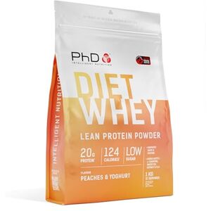 PhD Nutrition Diet Whey Lean Protein Powder Peaches & Yoghurt Whey Protein Powder 31 Servings 1kg Bag PhD Nutrition Diet Whey Lean Protein Powder Peaches & Yoghurt Whey Protein Powder 31 Servings 1kg Bag