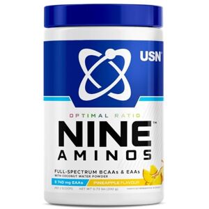 USN Nine Aminos – BCAA Amino Acids & EAA Essential Amino Acids Powder with Added Magnesium & Coconut Water Powder to Support Recovery and Hydration. Pineapple Flavour (330g – 30 Servings) USN Nine Aminos – BCAA Amino Acids & EAA Essential Amino Acids Powder with Added Magnesium & Coconut Water Powder to Support Recovery and Hydration. Pineapple Flavour (330g – 30 Servings)