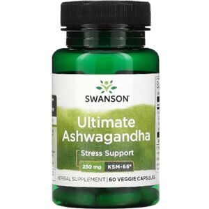 Swansons Swanson Ultimate Ashwagandha KSM-66® 250mg Adaptogenic Stress & Mood Support Full-Spectrum Root Extract 60 Capsules Swansons Swanson Ultimate Ashwagandha KSM-66® 250mg Adaptogenic Stress & Mood Support Full-Spectrum Root Extract 60 Capsules