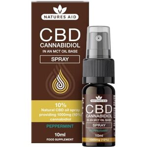 Natures Aid CBD Oil 10% Spray 1000mg – Supports Wellbeing, Stress, Sleep & Anxiety Natural Peppermint Flavour – Vegan, Non-GMO, Gluten-Free – High Absorption – Natural Supplement – 10ml Natures Aid CBD Oil 10% Spray 1000mg – Supports Wellbeing, Stress, Sleep & Anxiety Natural Peppermint Flavour – Vegan, Non-GMO, Gluten-Free – High Absorption – Natural Supplement – 10ml