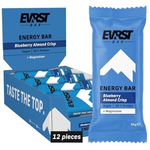 EVRST Energy Blueberry Almond, 12 x 55g, 8.8g Protein, Rich in Magnesium, 12 Bars Per Case EVRST Energy Blueberry Almond, 12 x 55g, 8.8g Protein, Rich in Magnesium, 12 Bars Per Case