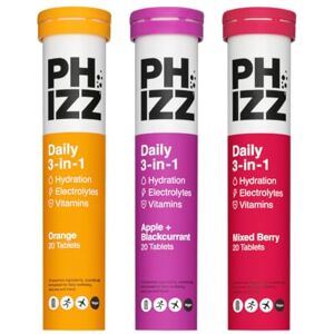 Phizz Electrolytes, Multivitamin & Hydration Tablets 60 Effervescent Rehydration Electrolyte Tablets 18 Vitamins & Minerals, Vitamin C, Vegan & Low Calorie Phizz Electrolytes, Multivitamin & Hydration Tablets 60 Effervescent Rehydration Electrolyte Tablets 18 Vitamins & Minerals, Vitamin C, Vegan & Low Calorie