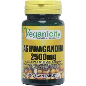 Veganicity Ashwagandha (KSM-66) 2500mg : Memory and Mood Supplement : 60 Tablets, in a Planet-Friendly 99% Recycled Pot Veganicity Ashwagandha (KSM-66) 2500mg : Memory and Mood Supplement : 60 Tablets, in a Planet-Friendly 99% Recycled Pot