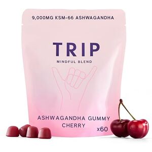 TRIP Ashwagandha Gummies, Cherry, High Strength, 9,000MG KSM-66 Ashwagandha per Pack (60 Gummies), with Vitamin B6, B12 & D2 – Vegan TRIP Ashwagandha Gummies, Cherry, High Strength, 9,000MG KSM-66 Ashwagandha per Pack (60 Gummies), with Vitamin B6, B12 & D2 – Vegan
