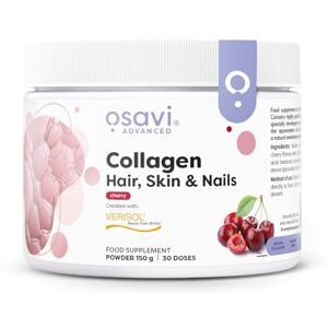 OSAVI Collagen Hair, Skin & Nails – 150 g Powder 60 Doses Cherry Flavor VERISOL® Collagen Peptides for Hair Thickness, Skin Elasticity & Nail Strength Reduces Wrinkles & Cellulite OSAVI Collagen Hair, Skin & Nails – 150 g Powder 60 Doses Cherry Flavor VERISOL® Collagen Peptides for Hair Thickness, Skin Elasticity & Nail Strength Reduces Wrinkles & Cellulite