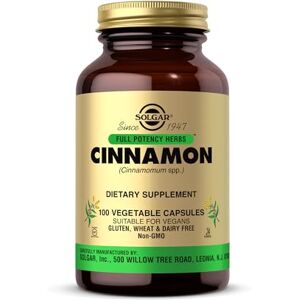 Solgar Cinnamon Vegetable Capsules Pack of 100 Fights Damage From Free Radicals Naturally Sourced Vegan, Kosher and Gluten-Free Solgar Cinnamon Vegetable Capsules Pack of 100 Fights Damage From Free Radicals Naturally Sourced Vegan, Kosher and Gluten-Free