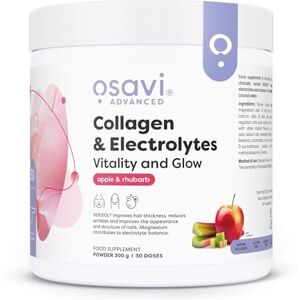 OSAVI Collagen & Electrolytes Vitality & Glow – 300 g Apple Rhubarb flavour VERISOL® collagen peptides for Hair, Skin & Nails 5 electrolytes + vitamins Hyaluronic acid, biotin, coconut water OSAVI Collagen & Electrolytes Vitality & Glow – 300 g Apple Rhubarb flavour VERISOL® collagen peptides for Hair, Skin & Nails 5 electrolytes + vitamins Hyaluronic acid, biotin, coconut water