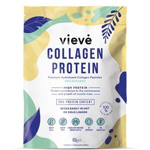Vieve Collagen Protein Powder Hydrolysed Bovine Peptides Diet Support Supplement for Skin, Hair, Nail Health Non-GMO, EU Grass-Fed, Pasture-Raised Cattle No Dairy or Sugar, Flavourless, 400g Vieve Collagen Protein Powder Hydrolysed Bovine Peptides Diet Support Supplement for Skin, Hair, Nail Health Non-GMO, EU Grass-Fed, Pasture-Raised Cattle No Dairy or Sugar, Flavourless, 400g