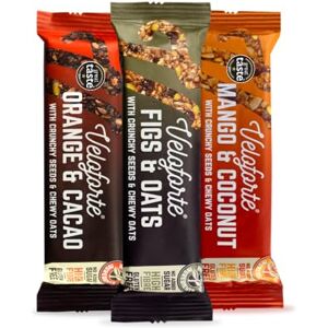 Veloforte Natural Healthy Snack Bars, Mixed Flavour 12 pack, Vegan, Gluten Free, No Added Sugar, Breakfast Bar, Anytime Snacking 134-136 Calories Veloforte Natural Healthy Snack Bars, Mixed Flavour 12 pack, Vegan, Gluten Free, No Added Sugar, Breakfast Bar, Anytime Snacking 134-136 Calories