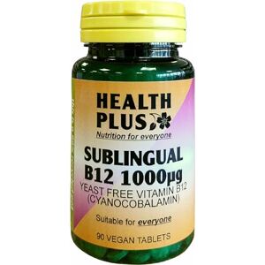 Health Plus Sublingual Vitamin B12 1000µg (Cyanocobalamin) : Vitamin B12 Supplement : 90 Tablets, in a Planet-Friendly 99% Recycled Pot Health Plus Sublingual Vitamin B12 1000µg (Cyanocobalamin) : Vitamin B12 Supplement : 90 Tablets, in a Planet-Friendly 99% Recycled Pot