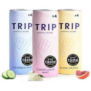 TRIP Mindful Blends Mixed Pack Sparkling Drink with 120MG Magnesium + Lion’s Mane + Chamomile + Lemon Balm. Low Calorie and Vegan (Pack of 12 x 250ml), quantity of flavors may vary TRIP Mindful Blends Mixed Pack Sparkling Drink with 120MG Magnesium + Lion’s Mane + Chamomile + Lemon Balm. Low Calorie and Vegan (Pack of 12 x 250ml), quantity of flavors may vary