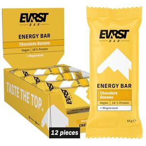 EVRST Energy Chocolate Banana, 12 x 55 g, 8.8g Protein, Rich in Magnesium, 12 Bars Per Case EVRST Energy Chocolate Banana, 12 x 55 g, 8.8g Protein, Rich in Magnesium, 12 Bars Per Case