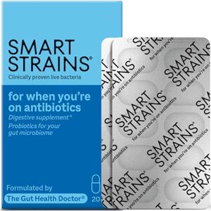 SMART STRAINS Probiotics for Antibiotics & Traveller's Tummy – Proven Live Bacteria, Formulated by The Gut Health Doctor, 10 Billion LGG World’s Most Studied Bacterial Cultures, 20 Oral Capsules SMART STRAINS Probiotics for Antibiotics & Traveller's Tummy – Proven Live Bacteria, Formulated by The Gut Health Doctor, 10 Billion LGG World’s Most Studied Bacterial Cultures, 20 Oral Capsules