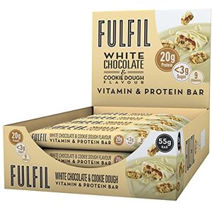 Fulfil Vitamin and Protein Bars (15 x 55 g Bars) — White Chocolate Cookies and Cream Flavour — 20 g High Protein, 9 Vitamins, Low Sugar Fulfil Vitamin and Protein Bars (15 x 55 g Bars) — White Chocolate Cookies and Cream Flavour — 20 g High Protein, 9 Vitamins, Low Sugar