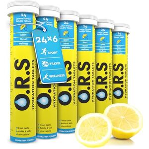 O.R.S Hydration Tablets with Electrolytes, Vegan, Gluten and Lactose Free Formula – Soluble Sports Hydration Tablets with Natural Lemon Flavour, 24 Tablets (Pack of 6 x 24) O.R.S Hydration Tablets with Electrolytes, Vegan, Gluten and Lactose Free Formula – Soluble Sports Hydration Tablets with Natural Lemon Flavour, 24 Tablets (Pack of 6 x 24)