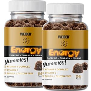 Weider Duo Pack Energy Caffeine Gummies (80 Gums) Cola Flavour. Caffeine Gummies with Guarana, Taurine, Vitamin B and C. Sugar Free. Allergen Free. (20 Servings) Weider Duo Pack Energy Caffeine Gummies (80 Gums) Cola Flavour. Caffeine Gummies with Guarana, Taurine, Vitamin B and C. Sugar Free. Allergen Free. (20 Servings)