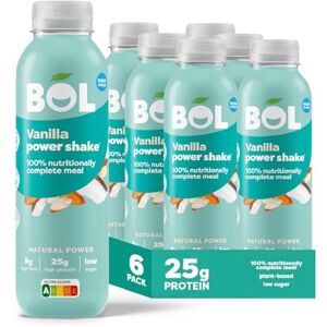 BOL Vanilla Power Shake — Ready-to-drink Nutritionally Complete Meal (289kcal) 25g High Protein Shake Bottle Low Sugar, Plant-based, Low Calorie Meal Replacement Shakes (410ml x 6 bottles) BOL Vanilla Power Shake — Ready-to-drink Nutritionally Complete Meal (289kcal) 25g High Protein Shake Bottle Low Sugar, Plant-based, Low Calorie Meal Replacement Shakes (410ml x 6 bottles)