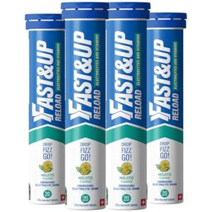 FAST&UP Reload – Mojito Flavour – 80 Effervescent Tablets – Instant Electrolytes for Rapid Hydration & Energy Added Vitamin C & B12 for Performance, Wellbeing, Travel & Recovery – Vegan FAST&UP Reload – Mojito Flavour – 80 Effervescent Tablets – Instant Electrolytes for Rapid Hydration & Energy Added Vitamin C & B12 for Performance, Wellbeing, Travel & Recovery – Vegan