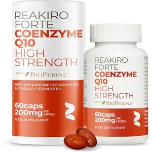 Reakiro Forte Coenzyme Q10 12000mg, 60pcs I 200mg of CoQ10 per Capsule I High Strength Naturally Fermented Co Enzyme Q10 Supplement with BioPerine I Expertly Crafted for Optimal Energy and Vitality Reakiro Forte Coenzyme Q10 12000mg, 60pcs I 200mg of CoQ10 per Capsule I High Strength Naturally Fermented Co Enzyme Q10 Supplement with BioPerine I Expertly Crafted for Optimal Energy and Vitality
