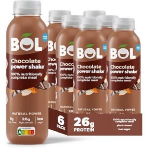 BOL Chocolate Power Shake — Ready-to-drink Nutritionally Complete Meal (302kcal) 26g High Protein Shake Bottle Low Sugar, Plant-based, Low Calorie Meal Replacement Shakes (410ml x 6 bottles) BOL Chocolate Power Shake — Ready-to-drink Nutritionally Complete Meal (302kcal) 26g High Protein Shake Bottle Low Sugar, Plant-based, Low Calorie Meal Replacement Shakes (410ml x 6 bottles)