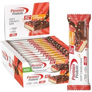 Premier Protein Soft Crunch Bar 40% Protein Strawberry Yogurt 12x40g High Protein Low Sugar + Low Carbohydrate + Palm Oil Free Premier Protein Soft Crunch Bar 40% Protein Strawberry Yogurt 12x40g High Protein Low Sugar + Low Carbohydrate + Palm Oil Free