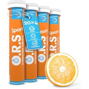 O.R.S Electrolyte Tablets for Sports Hydration Premium Sports Electrolytes with Vitamin D + Magnesium Vegan, Gluten-Free & Low-Calorie Hydration Tablets with Vitamins, Orange Flavour, 80 Servings O.R.S Electrolyte Tablets for Sports Hydration Premium Sports Electrolytes with Vitamin D + Magnesium Vegan, Gluten-Free & Low-Calorie Hydration Tablets with Vitamins, Orange Flavour, 80 Servings