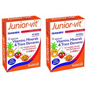 HealthAid Junior-VIT Chewable Multivitamins Pack of 2 x 30 Vegetarian Tablets (60 Tablets) HealthAid Junior-VIT Chewable Multivitamins Pack of 2 x 30 Vegetarian Tablets (60 Tablets)