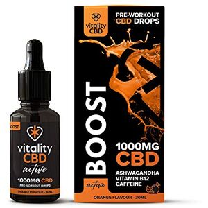 Vitality CBD Active Boost Drops with Vitamin B12, Caffeine, Ashwagandha, 1000mg of CBD, 30ml, Orange Flavour, NO THC Vitality CBD Active Boost Drops with Vitamin B12, Caffeine, Ashwagandha, 1000mg of CBD, 30ml, Orange Flavour, NO THC
