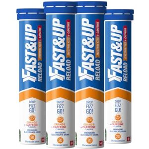 FAST&UP Reload Electrolyte Tablets, Orange + Caffeine Flavour, 80 Effervescent Tablets, Rapid Hydration & Energy, with Vitamin C & B12, Vegan FAST&UP Reload Electrolyte Tablets, Orange + Caffeine Flavour, 80 Effervescent Tablets, Rapid Hydration & Energy, with Vitamin C & B12, Vegan