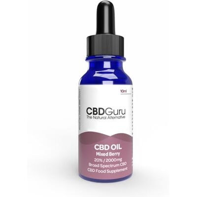 CBD Guru CBD Oil Drops 2000mg 10ml – 20% Broad Spectrum CBD Oil, Mixed Berry Flavour, Naturally Sourced MCT Oil – Food Supplement (18+) CBD Guru CBD Oil Drops 2000mg 10ml – 20% Broad Spectrum CBD Oil, Mixed Berry Flavour, Naturally Sourced MCT Oil – Food Supplement (18+)