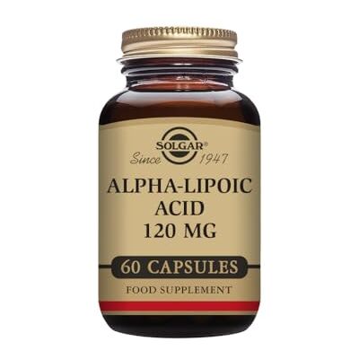 Solgar Alpha-Lipoic Acid 120 mg 60 Vegetable Capsules Premium Fatty Acid Health Supplement Free from Sugar, Salt & Starch Vegan, Vegetarian, Kosher & Halal Solgar Alpha-Lipoic Acid 120 mg 60 Vegetable Capsules Premium Fatty Acid Health Supplement Free from Sugar, Salt & Starch Vegan, Vegetarian, Kosher & Halal