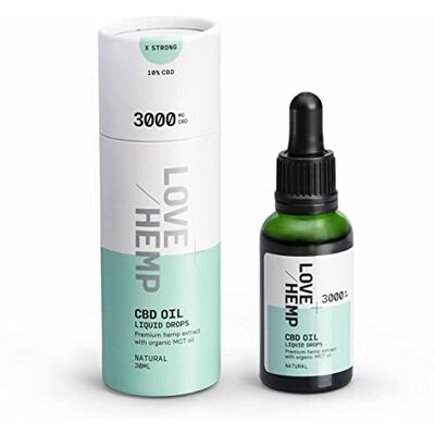 Love Hemp CBD Oil Drops 30ml 3000mg Made in UK Natural/Very High Strength CBD Oil for Sleep with MCT, Vegan & Gluten-Free, THC Free, Natural Daily Health Hemp Extract, Anxiety Relief for Adults Love Hemp CBD Oil Drops 30ml 3000mg Made in UK Natural/Very High Strength CBD Oil for Sleep with MCT, Vegan & Gluten-Free, THC Free, Natural Daily Health Hemp Extract, Anxiety Relief for Adults