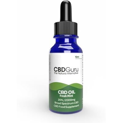 CBD Guru CBD Oil 2000mg, CBD Drops 10mg per Drop, Vegan, 100% Natural, Fresh Mint Flavoured 20% CBD Oil Blended with MCT Coconut Oil Feel Less Stress, Improve Sleep, Anxiety Relief – 10ml CBD Guru CBD Oil 2000mg, CBD Drops 10mg per Drop, Vegan, 100% Natural, Fresh Mint Flavoured 20% CBD Oil Blended with MCT Coconut Oil Feel Less Stress, Improve Sleep, Anxiety Relief – 10ml